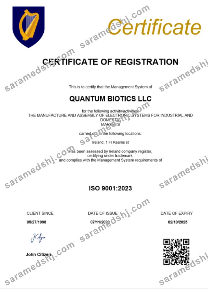 Ireland certificate of registration Word and PDF template